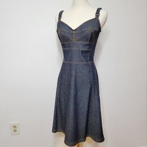 Vintage Y2k Ticci Tonettto Size Medium Dress Rare Denim Corset Sleeveless Blue